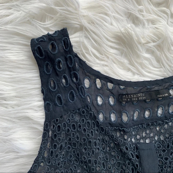 Allsaints Glesni Vest Embroidered Dress Ink Casual Women’s 2 - Picture 7 of 14